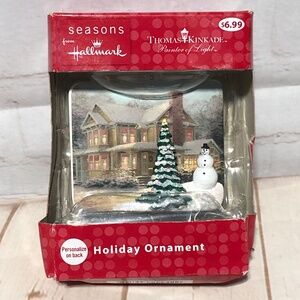 Hallmark Ornament Thomas Kinkade Holiday Painter of Light Snowman Christmas Tree
